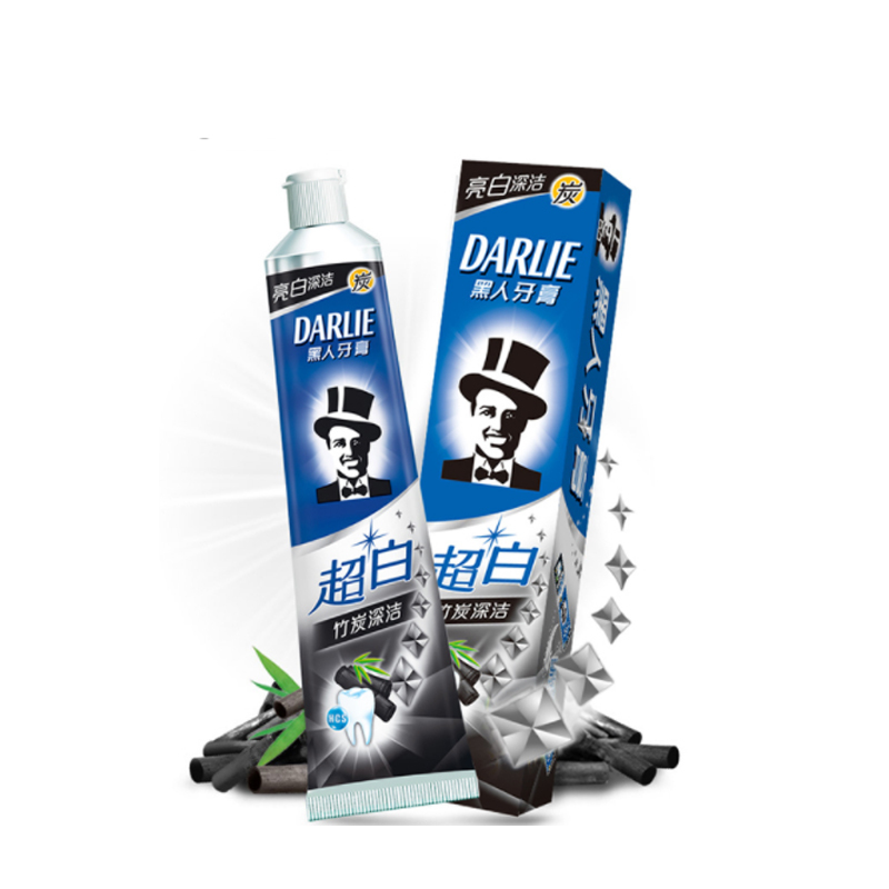 黑人(DARLIE) 超白 青柠 / 矿物盐 /竹炭 / 纯超白 牙膏 190g*48 支（（四种口味随机发货）