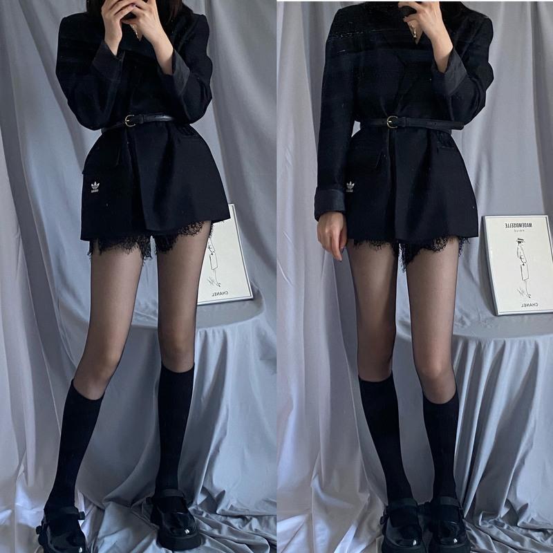 Ideamini配靴子的黑丝袜 辣妹蹦迪学姐JK制服搭配丝袜