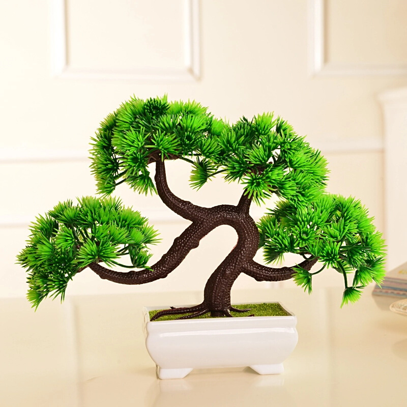 仿真迎客松植物盆栽室内绿植小盆景摆件桌面假花摆设家居装饰品摆件