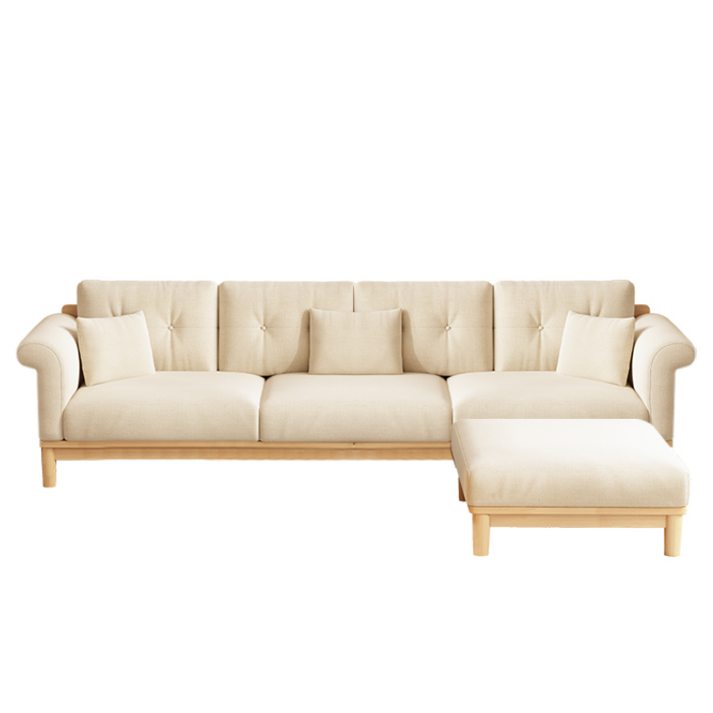 铭思达实木沙发四人位+脚踏套高清大图