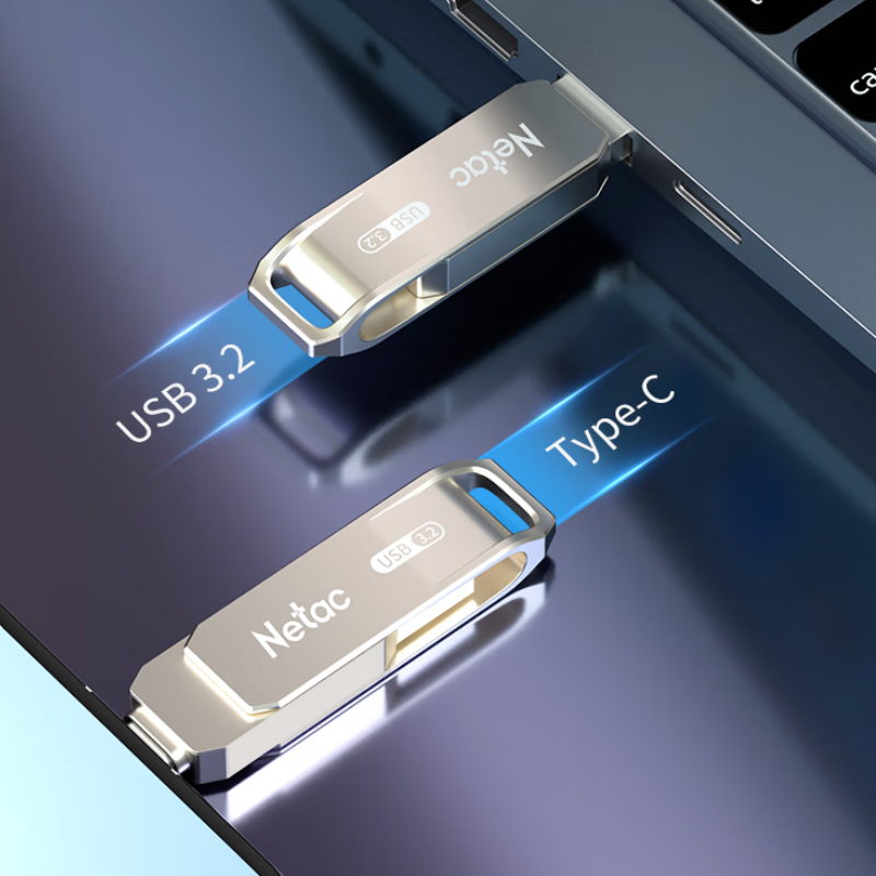 朗科US15多功能接口U盘Type-C+USB3.2 银色 128GB高清大图