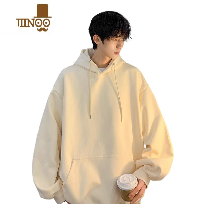 yanxu杏色连帽卫衣男款宽松oversize青少年情侣美式上衣