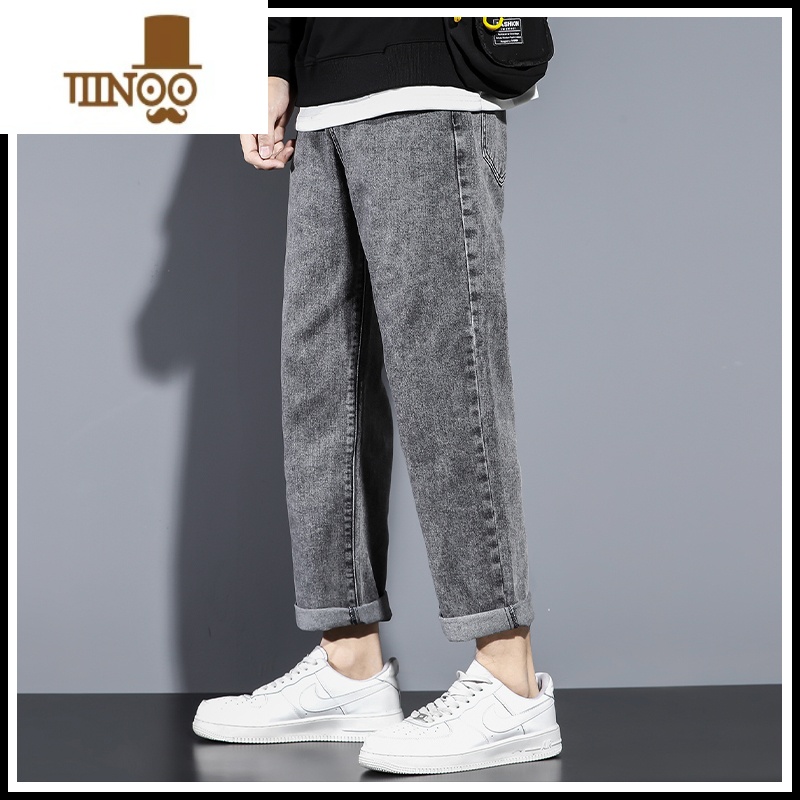 YANXU直筒牛仔裤男夏季潮牌宽松阔腿2023新款潮流简约弹力休闲长裤子薄高清大图