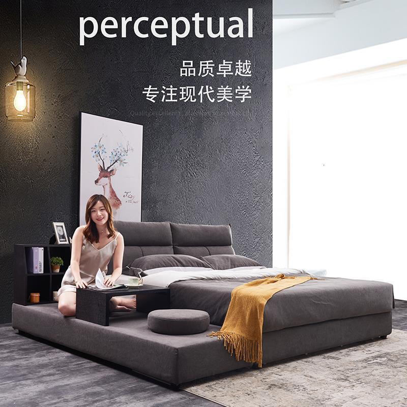 榻榻米布艺床现代简约主卧双人床可拆洗床1.8米小户型带储物婚床 低箱储物另加4501800mm*2000mm组装式架子床