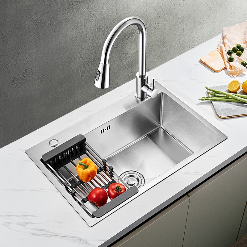 尔沫手工加厚不锈钢厨房水槽家用纳米洗碗槽大水池洗菜盆单槽台下