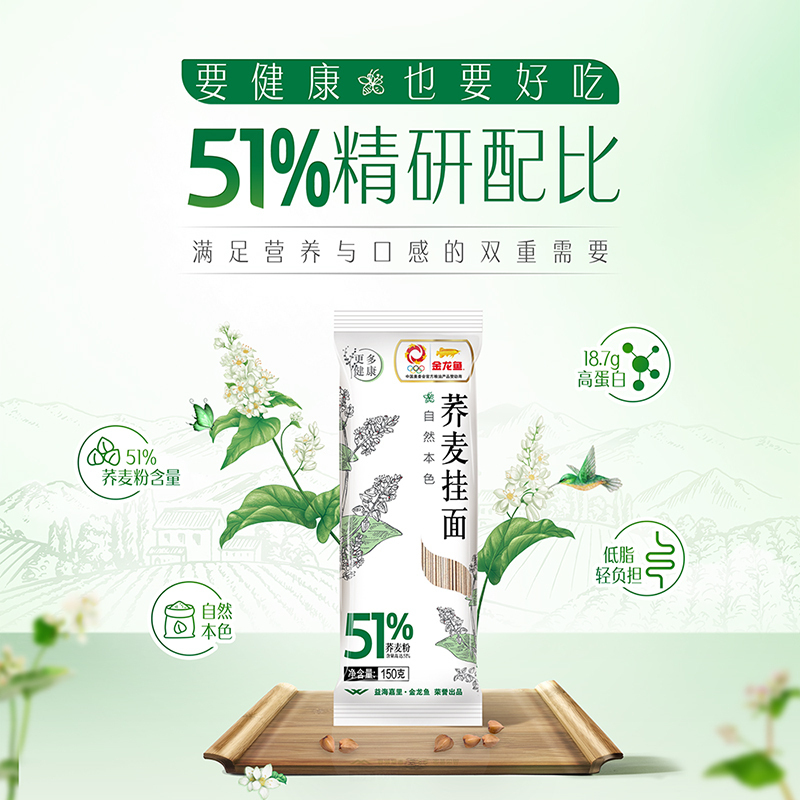 金龙鱼51优+荞麦挂面150G*20包 51%荞麦粉 荞麦面条 粗粮 20包