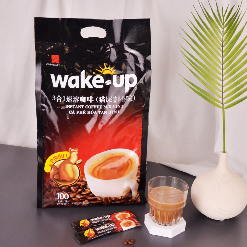 越南原装进口威拿咖啡wake up味客速溶100条袋装高清大图