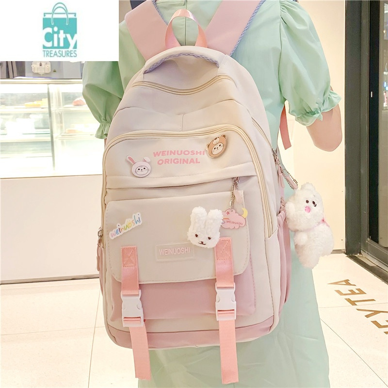 bangdou书包女韩版高中初中生大容量日系撞色双肩包旅行小学生简约