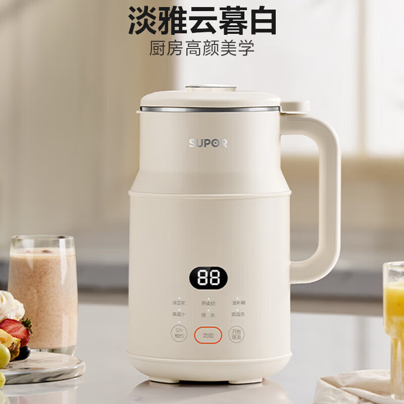 苏泊尔(SUPOR)豆浆机0.8L小型家用破壁机1-12H预约多功能免滤全自动清洗1-2人食 DJ08B-P31E高清大图