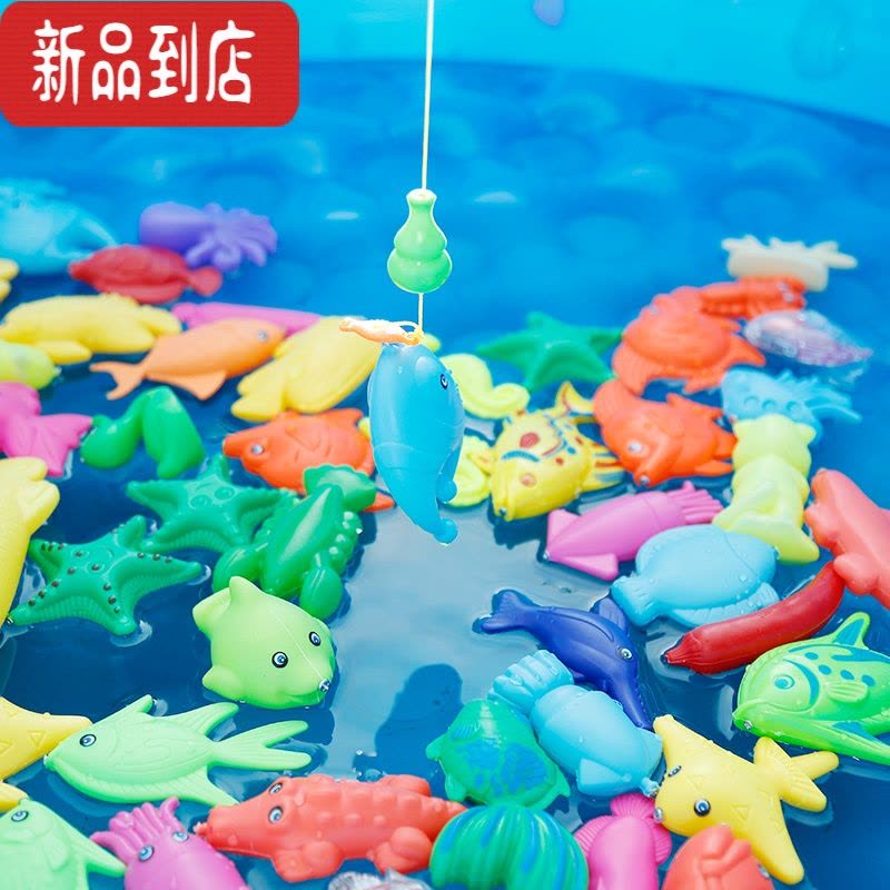 真智力儿童小猫磁性钓鱼玩具 发光鱼 小孩男孩戏水宝宝益智1-2-3-5-6岁 86条磁性鱼[颜色随机 有重复]发光玩具图片