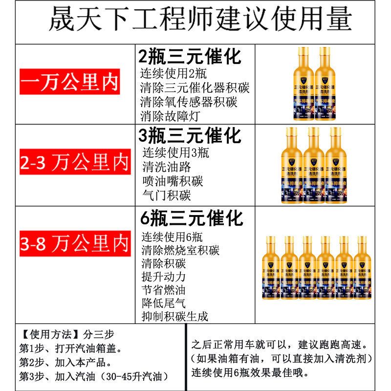 汽车三元催化清洗剂发动机除积碳尾气净化清洁剂免拆清洗氧传感器 尝鲜: 一瓶[黄金款]