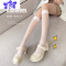 Ideamini小腿袜女白色丝袜半截夏季薄款过膝春秋中筒半腿黑丝长筒jk黑色袜子