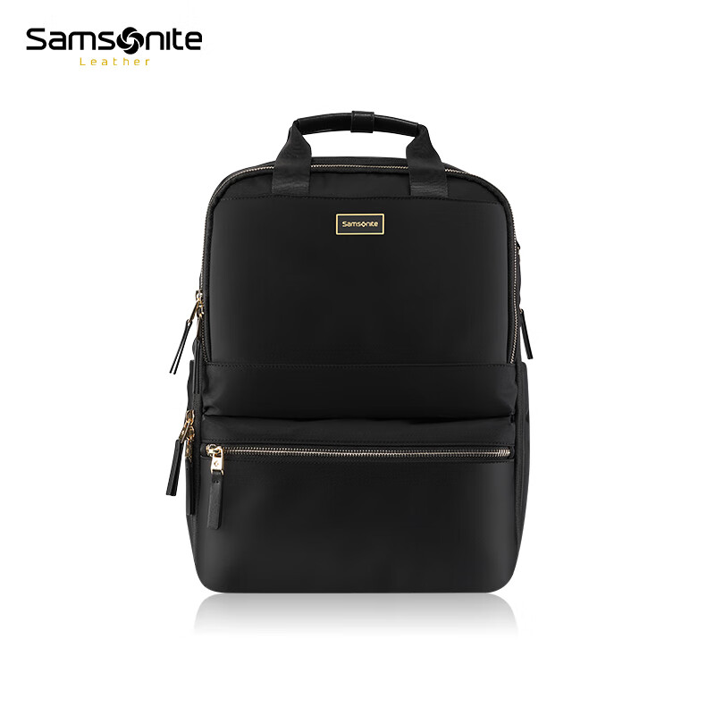 新秀丽(Samsonite)商务通勤双肩包电脑包15.6英寸女士背包大容量大开口轻盈轻便NO0*09001黑色
