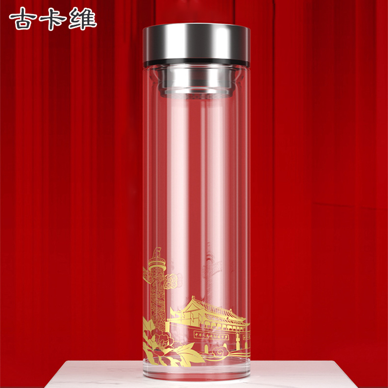 古卡维 可印字党员政治生日办公用品套装BL508 玻璃杯+会议笔+徽章+笔记本高清大图