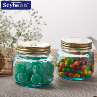 Scybe喜碧 莫格玻璃密封罐冰蓝色300ml加厚储物罐带盖果酱瓶腌菜罐柠檬蜂蜜瓶两支装