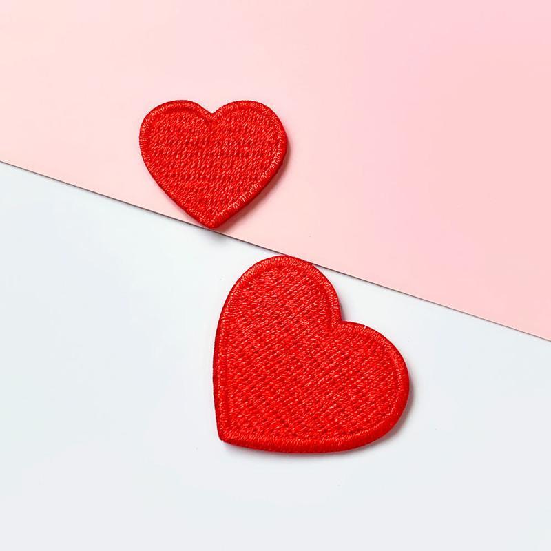 爱心百搭布贴情侣装饰修补破洞心形贴花刺绣桃心补丁绣片diy配件 小号