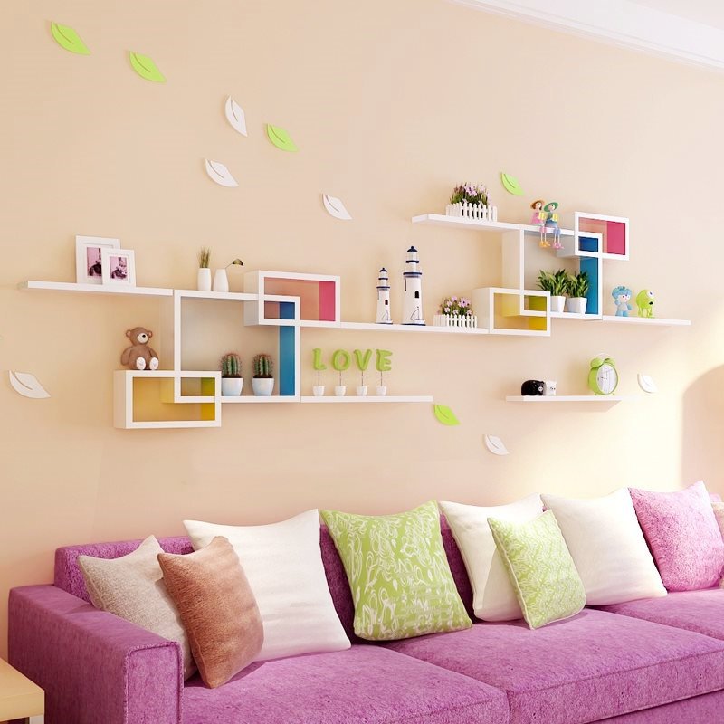 墙上置物架玄关沙发后挂墙创意格子墙面墙壁电视背景墙电视墙装饰