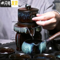 三维工匠网红金沙釉懒人自动石磨功夫茶具套装均窑建盏紫砂茶壶茶杯款 金沙釉自动10件套+主人杯