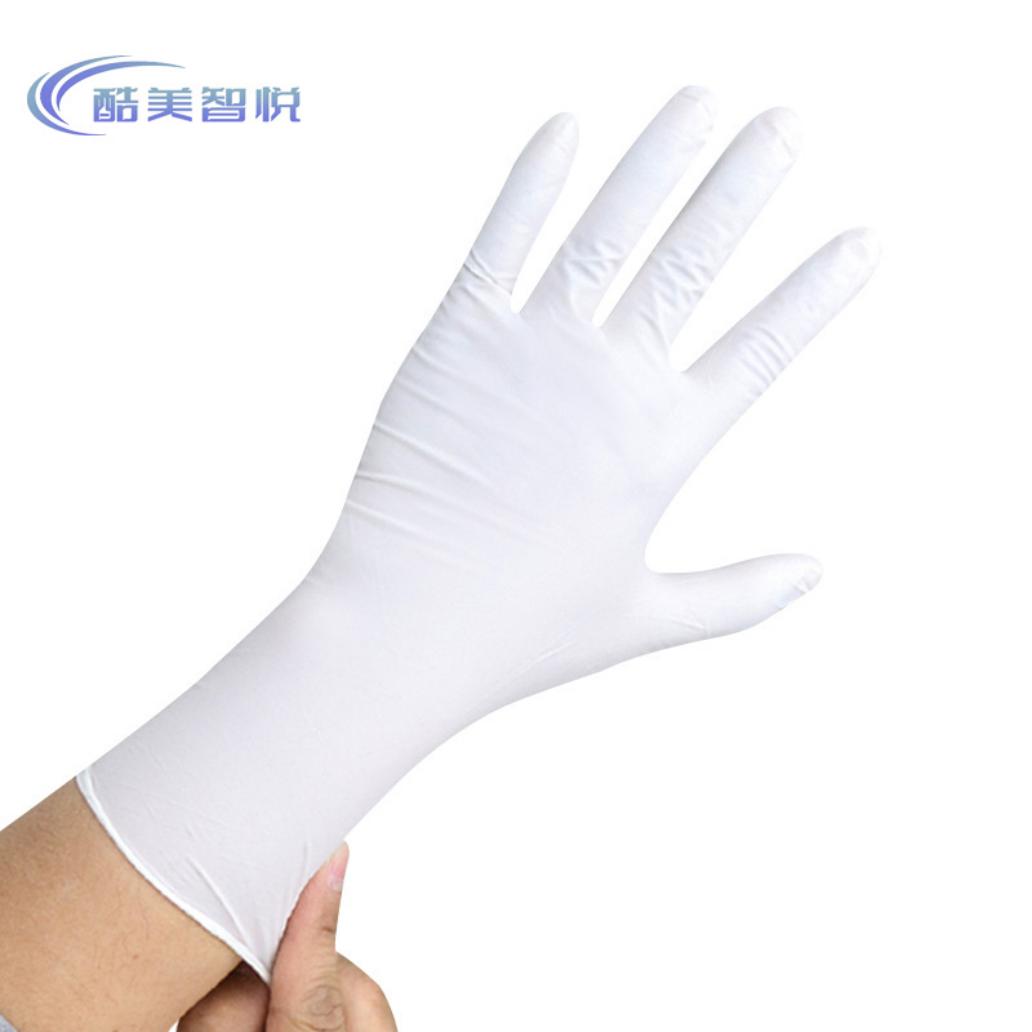 酷美智悦 一次性丁腈手套加厚12寸白色每包50只 KM-FH286 包高清大图