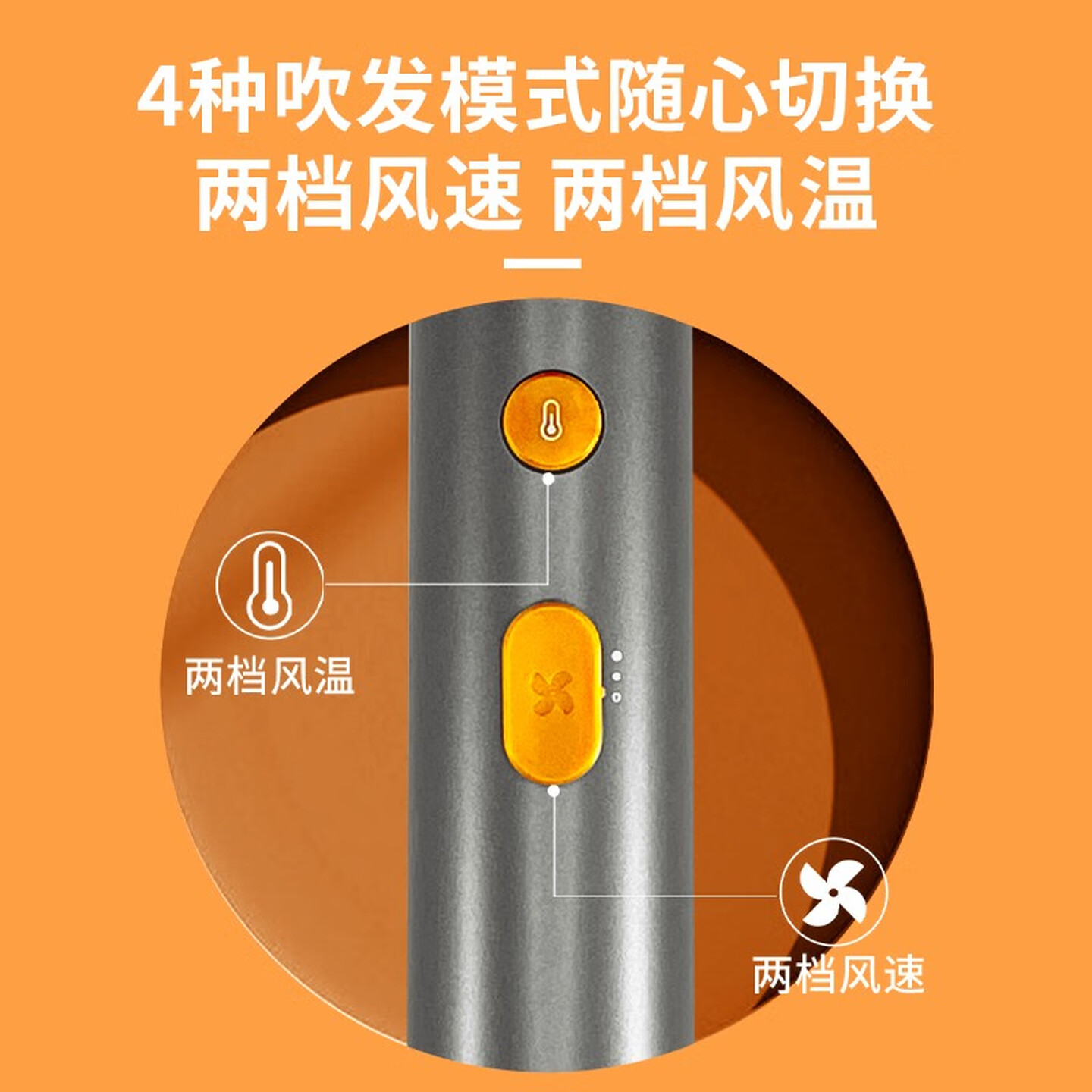 飞利浦(PHILIPS)吹风机大功率电吹风千万负离子恒温护发多档调节家用小身材大风力 BHD321/05 黑金筒高清大图