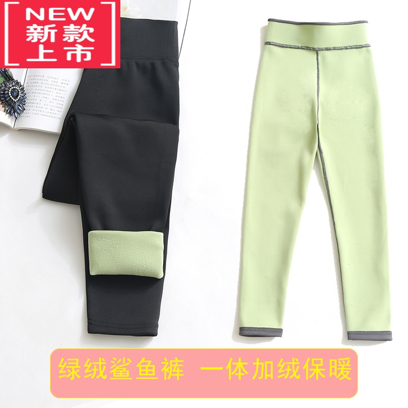可莉允儿童女童加绒裤子秋冬季外穿加厚打底裤中大童芭比裤保暖裤