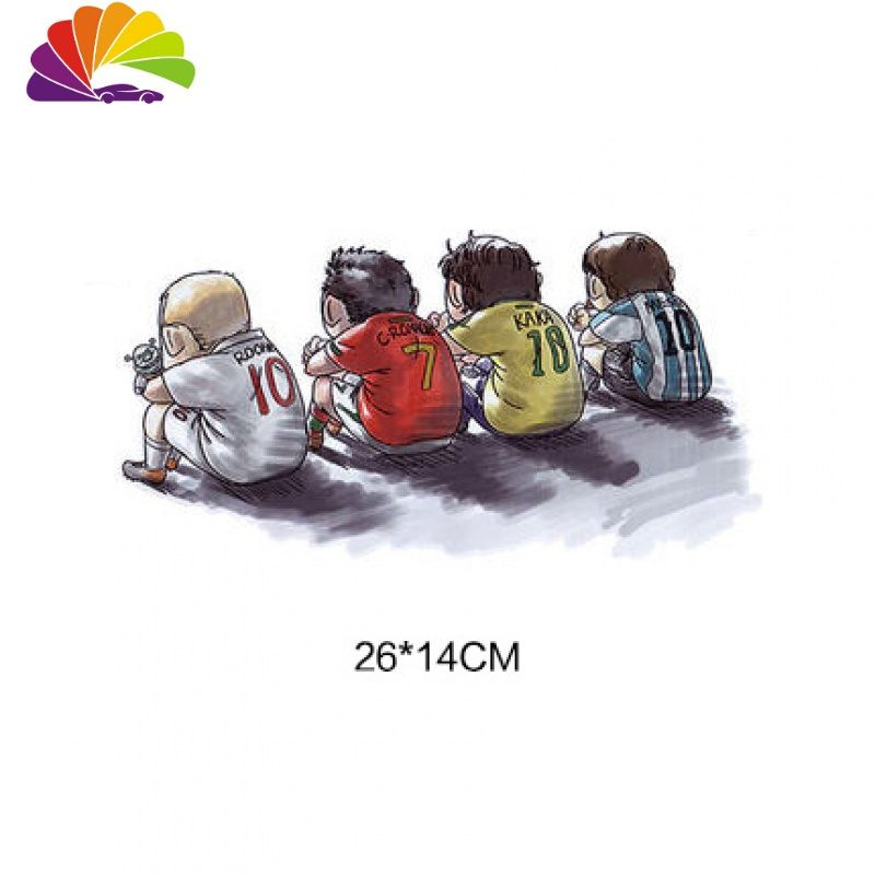 舒适主义金属壁虎车贴3D立体贴创意配件汽车尾标装饰平安用品车身划痕贴纸 四人足球背影贴纸()