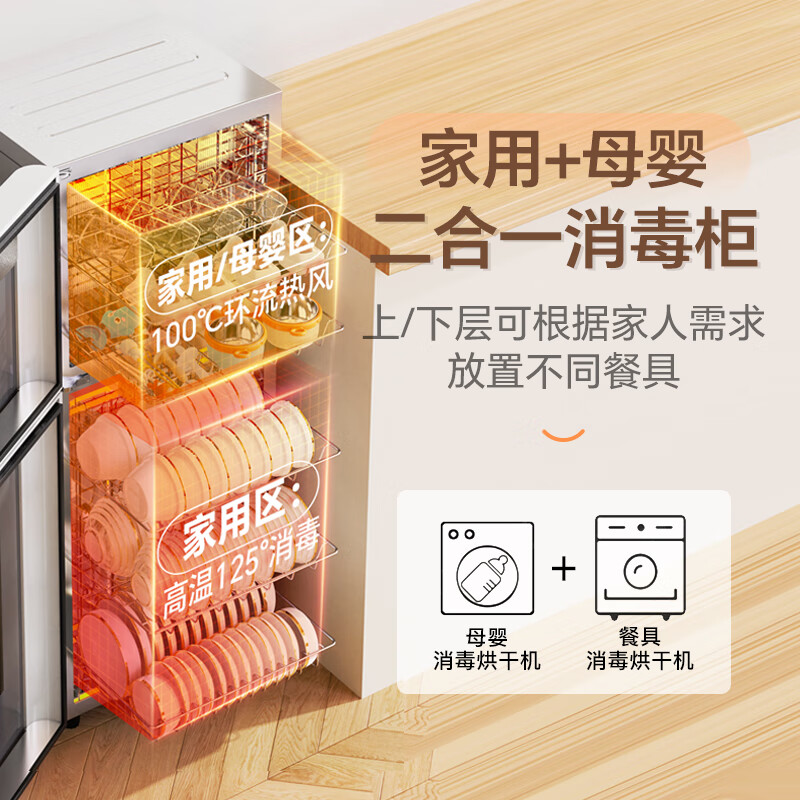 康宝(Canbo)XDZ115-LC3M消毒柜家用 不锈钢 立式 大容量母婴儿奶瓶厨房碗筷小型高温二星级热风消毒柜碗柜白高清大图