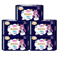 七度空间少女卫生巾超薄柔爽网面超长夜用加长338mm姨妈巾5包组合