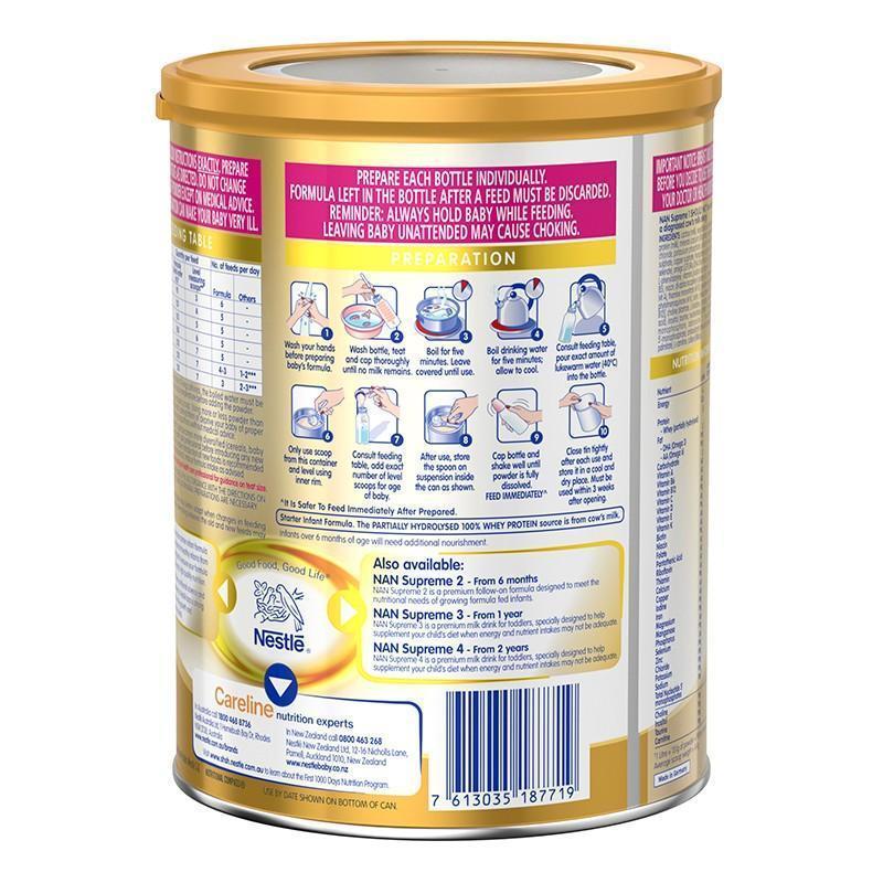[至尊版]澳洲雀巢Nestle超级能恩Supremepro 1段适度半水解婴幼儿奶粉(0-6个月)800g图片