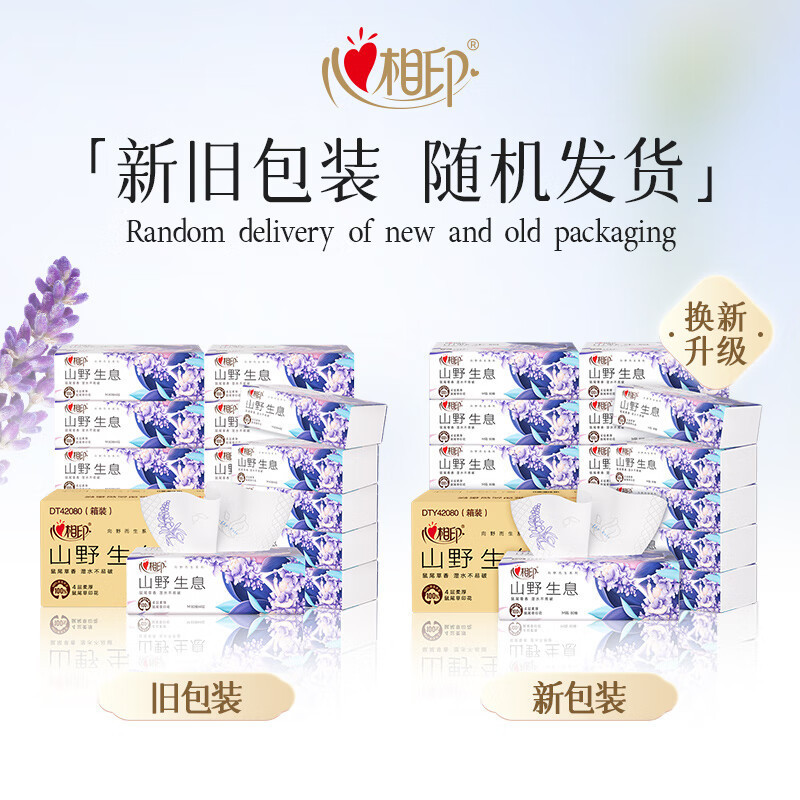 心相印 心相印 DT42080(箱装) 向野而生80抽18包四层塑装面巾纸(鼠尾草印花)M码