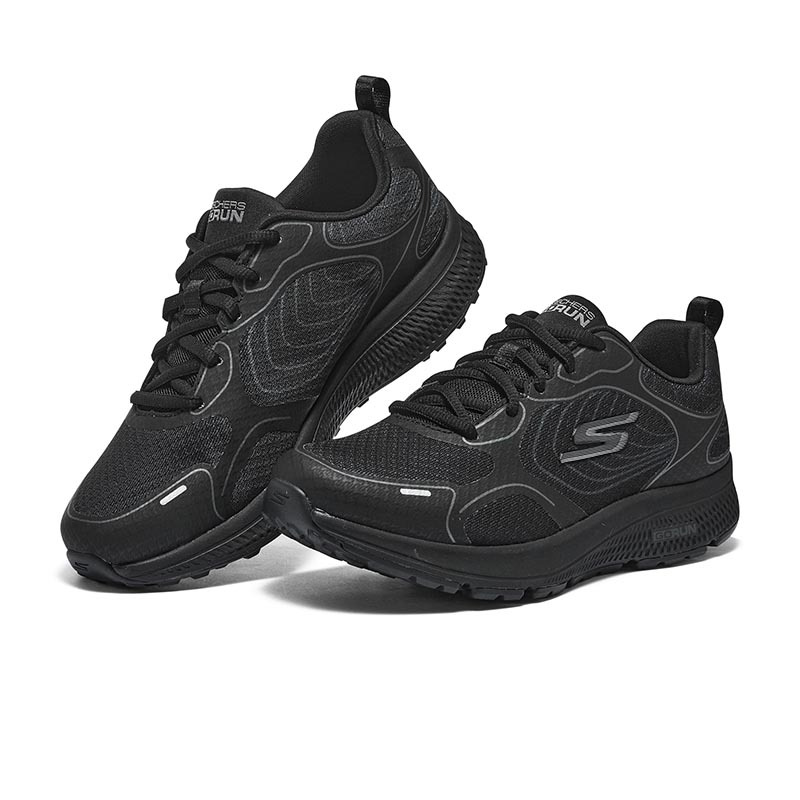 Skechers Go Run Consistent 舒适 防滑耐磨 低帮 跑步鞋 女款 全黑色 128294-BBK