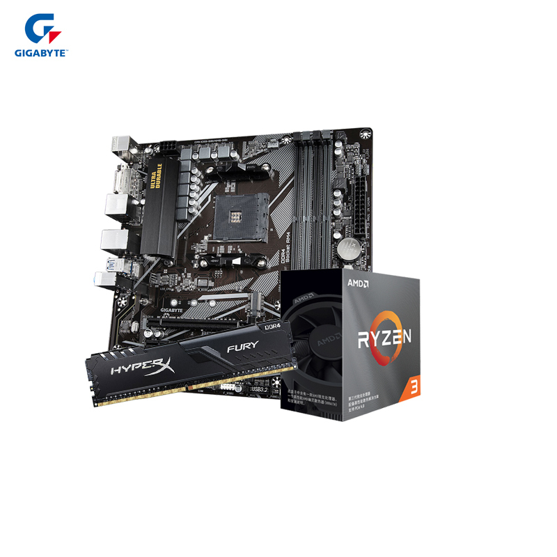 技嘉 B550M DS3H主板+AMD锐龙R3 3100 CPU+金士顿Fury 2666 8G内存