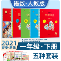 2021春小学生绘本课堂一年级下册语文数学学习书A练习书B素材书C+年级阅读五本套装人教部编版六三制