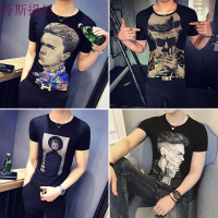 男士短袖2018新款T恤快手红人半袖潮流体闲网红同款半截袖体桖土