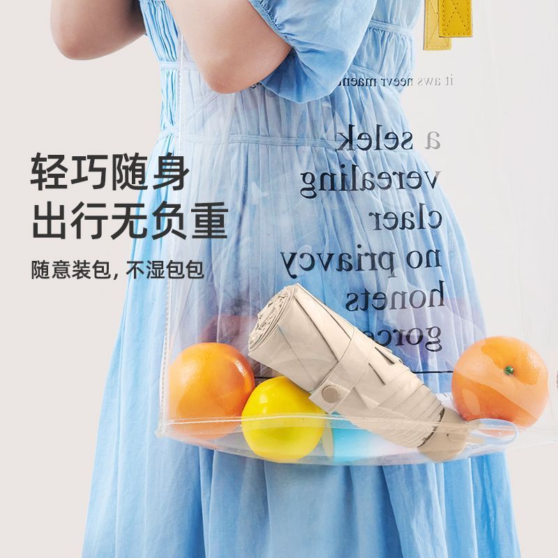 胶囊烫金太阳伞女防晒防紫外线遮阳晴雨伞两用迷你五折叠超轻小巧便携高清大图