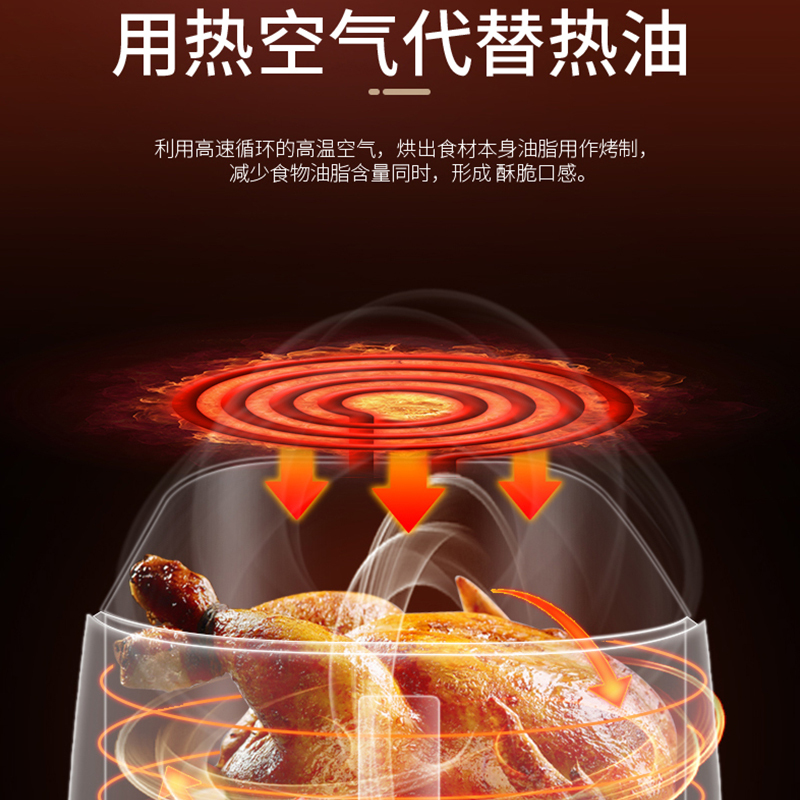荣事达(Royalstar)空气炸锅微电脑式家用智能多功能无油烟大容量薯条机电炸锅可炸整鸡RS-AF1510D