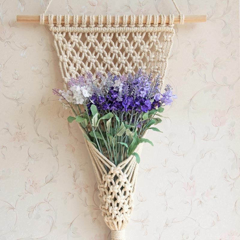 手工编织挂毯花篮diy材料包玄关macrame北欧风家居墙上装饰品壁饰