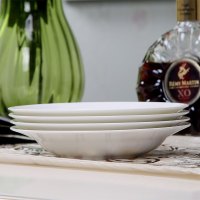 金禹瑞美(Remec)纯白8英寸汤盘4个装 唐山骨瓷 菜盘 盘子 菜碟 陶瓷盘