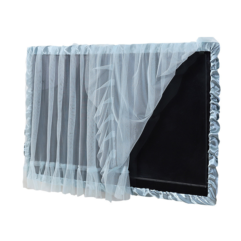 55寸液晶电视机防尘罩开机不取45寸布艺蕾丝60电视机罩圈防尘布32紫色