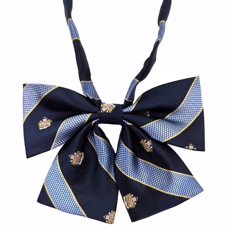 盛世尼曼现货dk领带蓝色徽章条纹手打款学院风学生日系平角领结领花