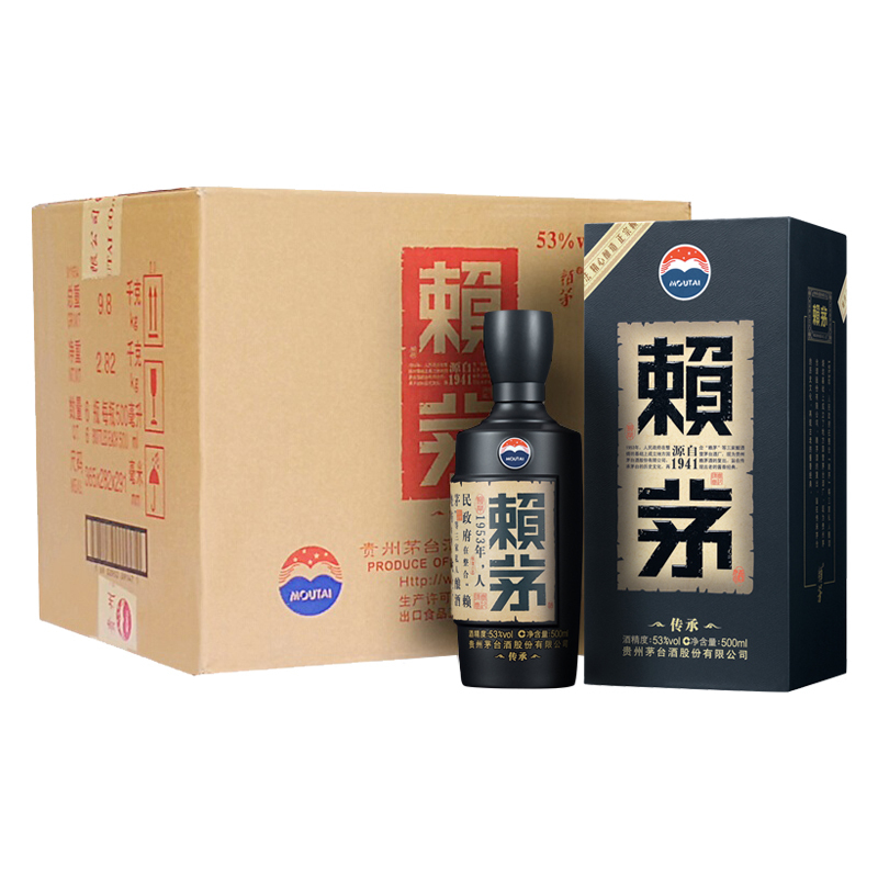 茅台 赖茅 传承蓝 箱装 53度 500ml*6 赠赖茅 金樽 单瓶 53度 500ml 酱香型 白酒