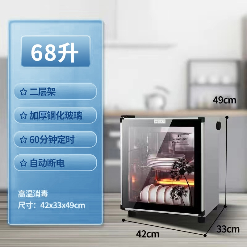 向向锦鲤消毒柜家用小型立式商用厨房不锈钢碗柜碗筷柜_P68L加厚不锈钢单门2层_其他