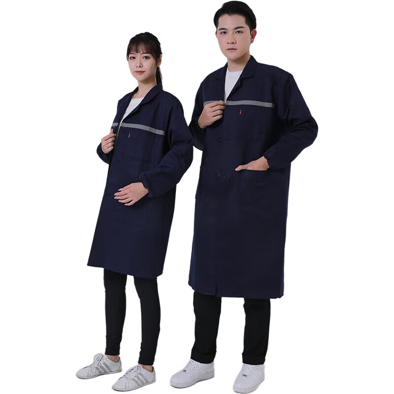 江波(JIANGBO)tj1890 工作服 清洁仓库搬运装卸服 (反光条藏蓝色大褂)中号适合身高(165-175)高清大图