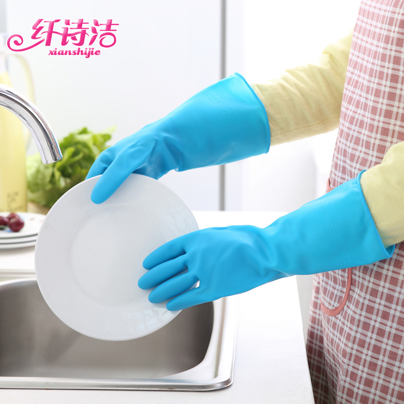 厨房冬季橡胶胶皮清洁乳胶家务刷碗洗碗洗衣服的手套加绒加厚防水