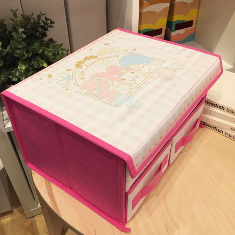 美帮汇双子星粉色无纺布双层抽屉式文胸收纳盒九格储物盒内裤袜子整理高清大图