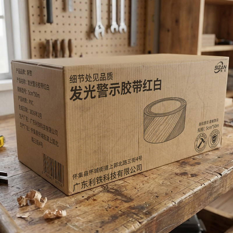 斯赞 发光警示胶带红白 5cm*50m 卷高清大图