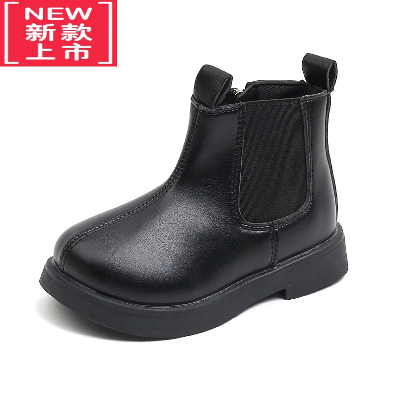 可莉允女童大棉皮鞋宝宝冬鞋加绒新款2022软底防水短靴儿童雪地靴子