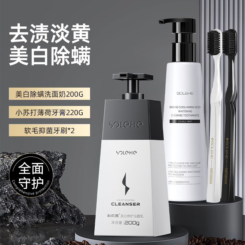 和风雨 牙膏牙刷洗面奶套装 牙膏220g*1 牙刷*2 洗面奶200g*1 HYH-020套装