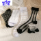 Ideamini5双黑色袜子女中筒袜ins潮日系街头夏季薄款透明玻璃卡丝水晶白色袜子