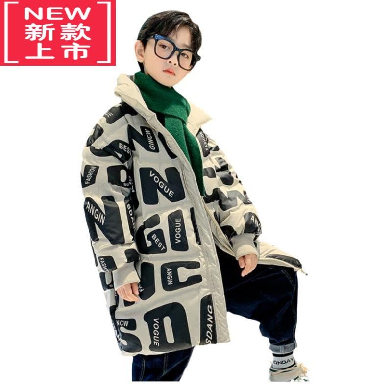 可莉允男童羽绒棉服冬装2022新款儿童亮面免洗棉袄洋气加厚中长款大童衣图片